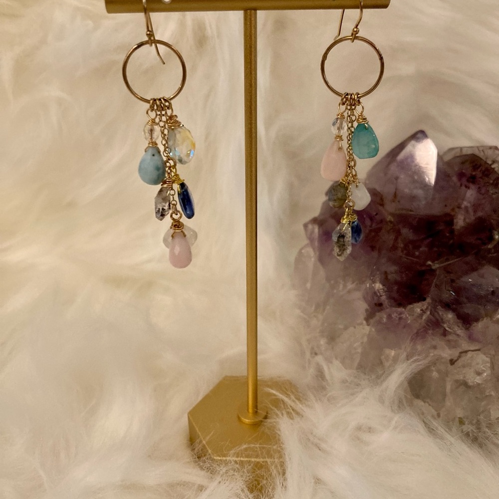 Multiple Gemstone Dangle Earrings - image 5